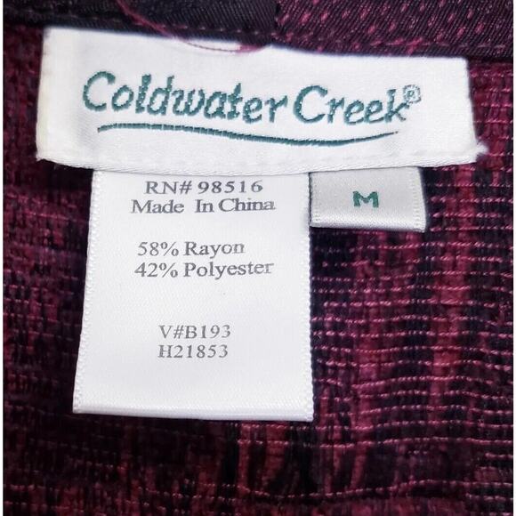 COLDWATER CREEK Jacket Size Medium Red & Black Jacquard Lightweight Duster VGUC - Picture 2 of 10